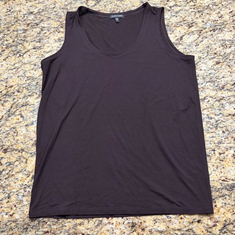 Eileen Fisher Womens Medium Brown Scoop Neck Sleeveless Tank Top Stretch  ws